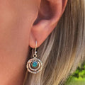 Boho Saturn Earrings with Turquoise Stone in Silver & Gold