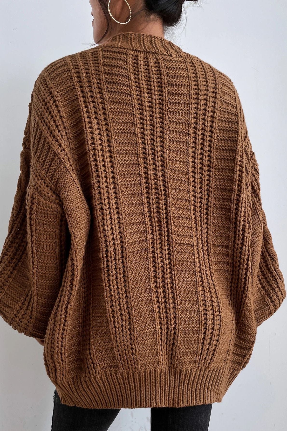 Rhonda - Hearthside Cable Knit Slouch Cardigan