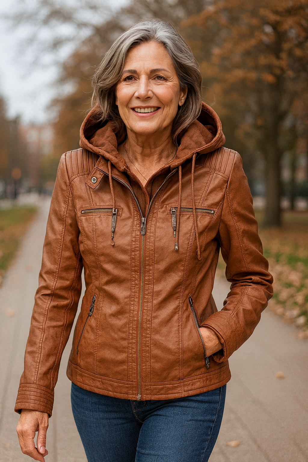 Lisa | Weatherproof Women's Leather Jacket with Hood