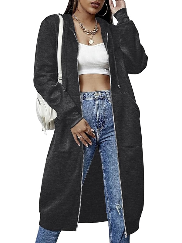 Bergdis | Long Hooded Jacket with Zipper