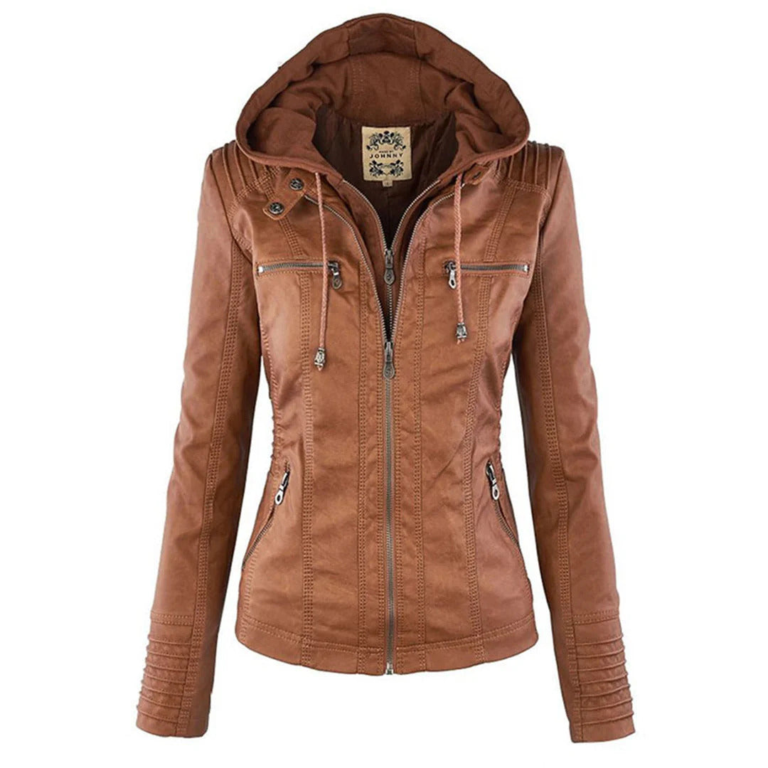 Lisa | Weatherproof Women's Leather Jacket with Hood