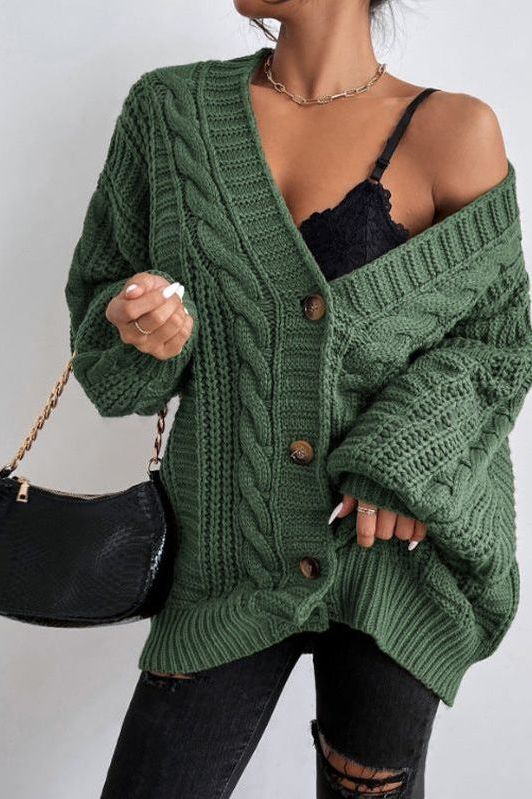 Rhonda - Hearthside Cable Knit Slouch Cardigan