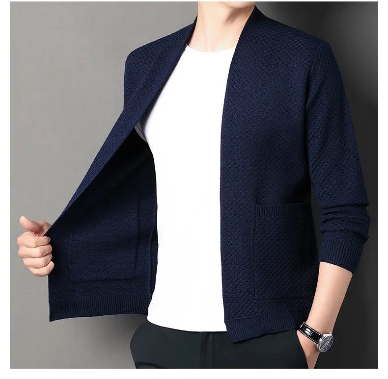 James™  - Comfortable Honeycomb Knit Cardigan